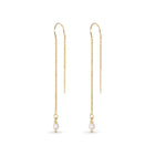 Threader Earrings with pearl 14k yellow gold