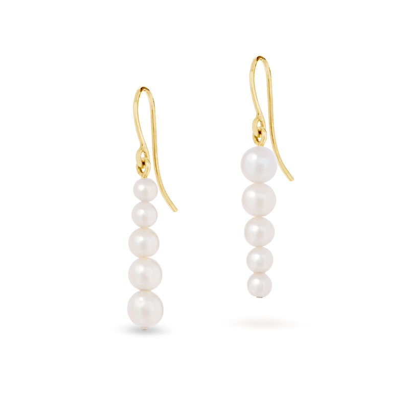 Sea Foam Graduated Pearl Earrings - 14k yellow gold
