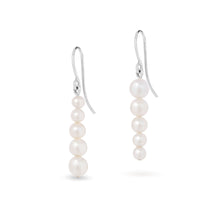 Sea Foam Graduated Pearl Earrings - silver